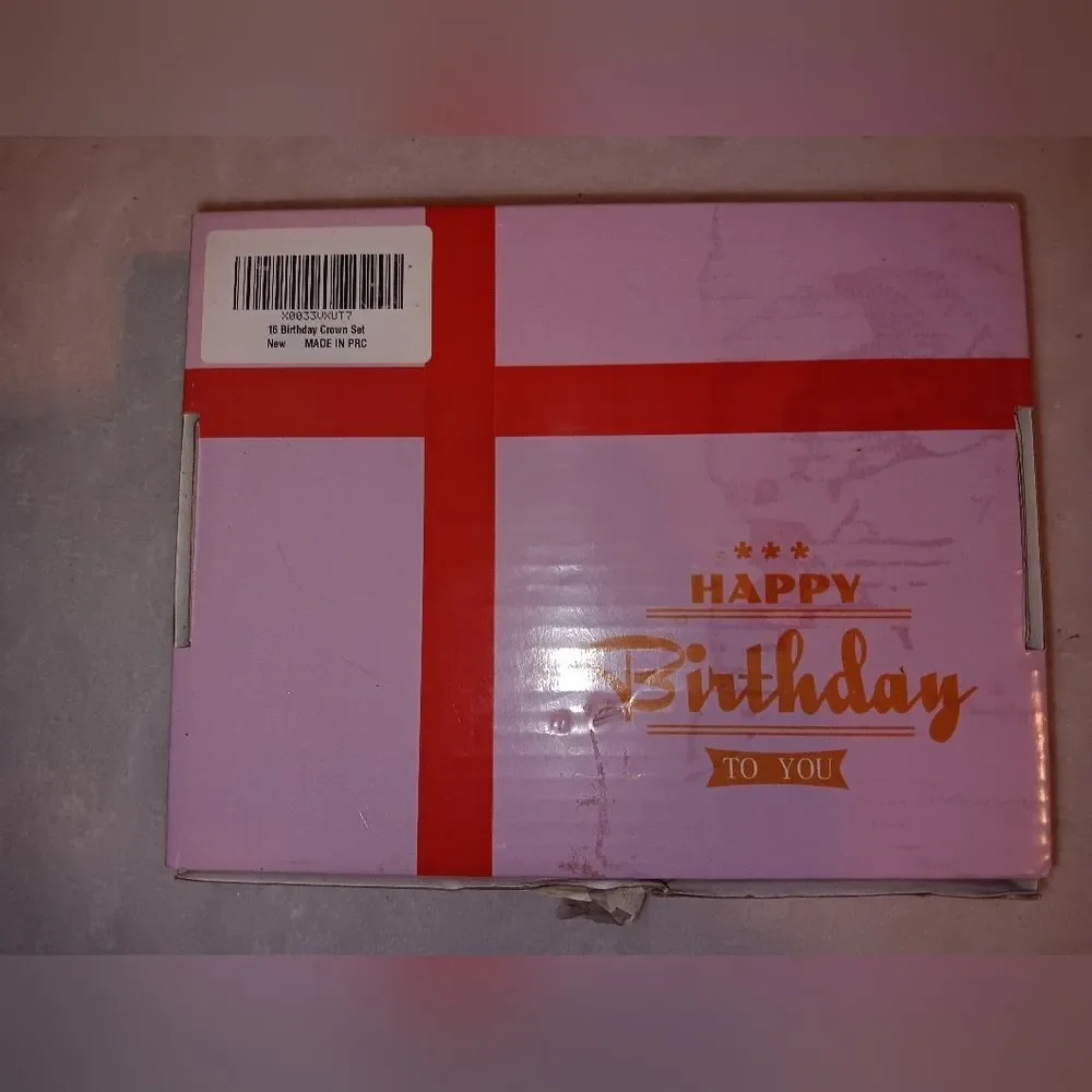Happy Birthday Sweet 16 Tiara and Birthday Sash Set with Box Pre-owned